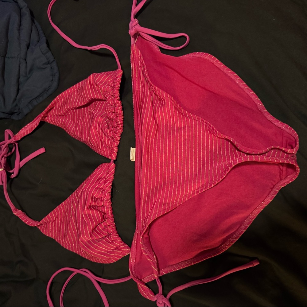 Women's Pink Striped Bikini Set
